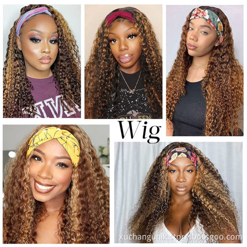 Uniky Brazilian Headband Wig Human Hair Highlight Brown Vendor Wholesale Virgin Human Hair and Wigs Headband Wig